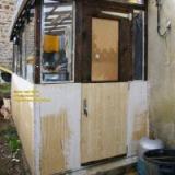 verandah door completed and fitted stained les guis virlet pionsat puy de dome auvergne france janvier january 2008 copyright free photo royalty free photo