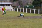 fc pionsat st hilaire good shot good worked move right down the middle good shot keeper dived but only push it out pontaumur football foot french cup coupe de france 18 janvier january 2009 copyright free photo royalty free photo