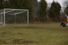 fc pionsat st hilaire sliced kick into centre score 1-0 le quartier french football foot puy de dome league division 3 ligue trois fevrier february 2009 copyright free photo royalty free photo